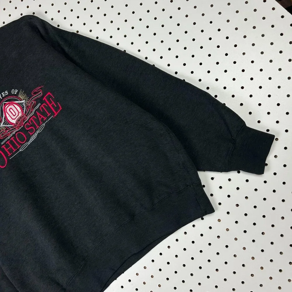 Ohio State Buckeyes 90s Crewneck Large Black Red Embroidered Sweatshirt‎ Midwest
